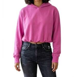 NEW THINGS BETWEEN bubble hem hoodie in bubblegum pink